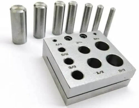 Disc Cutter Set Seven Sizes From Quarter To Five Eighths Inch Cut Circular Metal Discs For Jewelry Shapes Silver Finish