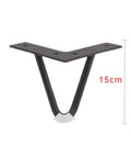 Beefy Heavy Duty Black Metal Furniture Feet Four Pack 10cm and 15cm V Shaped Two Fork Iron Bedside Table Legs Durable Scratch Resistant Finish