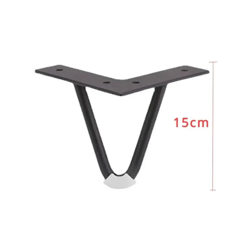 Beefy Heavy Duty Black Metal Furniture Feet Four Pack 10cm and 15cm V Shaped Two Fork Iron Bedside Table Legs Durable Scratch Resistant Finish
