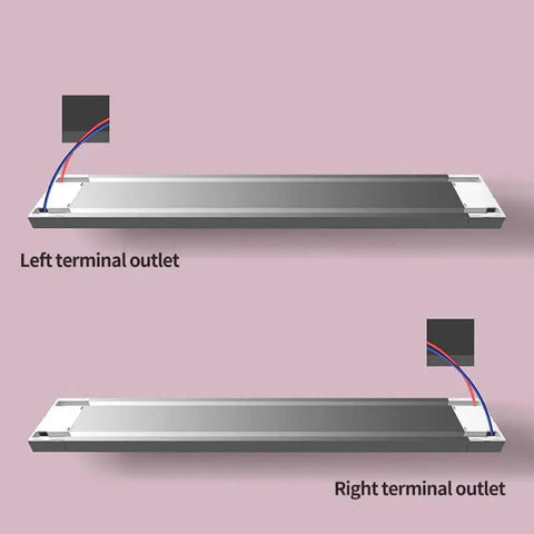 Sleek Concealed Power Track Socket Offering Four Dedicated Plug Outlets For Lowkey Kitchen Counter Organization And Modern Home Electrical Flexing Heavy Duty Sandblasted Aluminum Finish showing left and right terminal outlets.