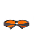 Heavy Duty Laser Safety Glasses For 532Nm And 1064Nm Beams, wraparound design with orange lenses, ideal for lab use.