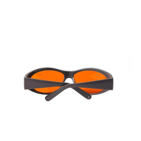 Heavy Duty Laser Safety Glasses For 532Nm And 1064Nm Beams, wraparound design with orange lenses, ideal for lab use.