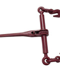 Red ratchet binder with grab hooks for Heavy Duty Grade 70 Chain And Binder Kit With Four Five Sixteenth Inch Twelve Foot G70 Transport Chains