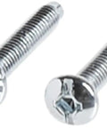 Close-up of two metal screws, compatible with White Ceiling Lamp Holder With Pull Chain 250W 250V Medium Base A26 Lampholder Plastic