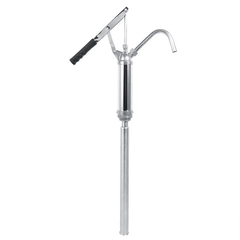 Awesome Heavy Duty Hand Operated Lever Action Drum Pump For Oil Transfer With Self Adjusting Telescopic Suction Tube And Removable Nozzle Ideal For Quick Fluid Extraction From Standard Drums Made For Effortless Diesel And Oil Dispensing Tasks