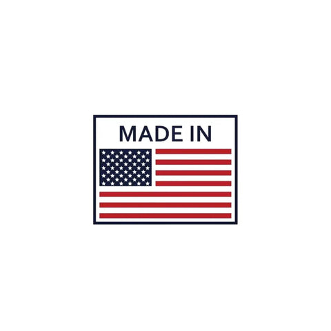 American flag with 'Made In' text above, indicating product origin, relevant to "Bi-Metal Jigsaw Blade With Unified Shank For Metal Cutting, 2-Inch Length, 5/16-Inch Width,.040-Inch Thickness, 24 TPI, Wavy Set, 20-Pack, Pro Grade, Built-To-Last High-Speed Steel."