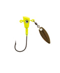 Chartreuse Jig Head One Eighth Ounce With Spinning Fin Blade Crappie Magnet Body 3 Pack For Crappie And Panfish Shad Dart Shape