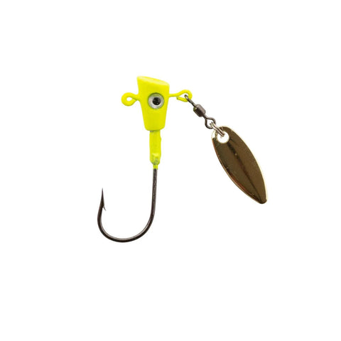 Chartreuse Jig Head One Eighth Ounce With Spinning Fin Blade Crappie Magnet Body 3 Pack For Crappie And Panfish Unique Shad Dart Shape