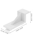 Close-up of a white plastic shelf clip with dimensions, part of the White Plastic Fridge Shelf Clips Set Of 10 For Freezers And Refrigerators.