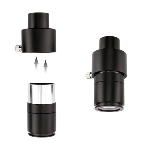 0.965 To 1.25 Inch Telescope Eyepiece Adapter With Secure Side Screw, Dope Compact Vintage Telescope Accessory, disassembled view