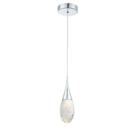 Mini Crystal Pendant Light With Dimmable LED And Three Color Temperatures From 3000K To 6000K Modern Chrome Finish Bubble Crystal Teardrop Accent Ideal For Kitchen Island Or Bathroom Sleek Modern Mood Lighting