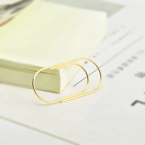 Oversized Gold Paper Clips Set on document, Big Ol Jumbo 2 Inch 50mm Clips, 20 Pack, Non Skid Smooth Finish Steel Wire Office Supplies