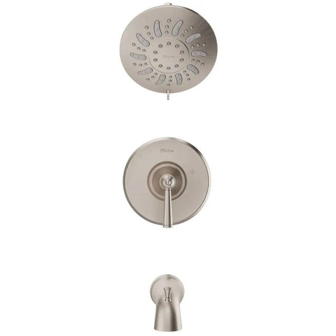 Saxton Tub And Shower Trim In Brushed Nickel With 3 Function 1.8 GPM Shower Head Featuring Full Massage And Combo Modes Trim Only