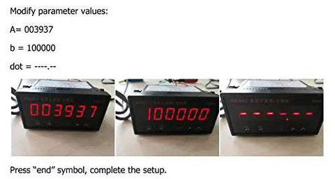 Front view of 6-digit digital counter display from One Meter Stroke Linear String Pot Encoder Sensor With 6 Digit Digital Counter Display Push Pull ABZ Three Signals 5 To 26V DC Pro Grade Industrial Linear Position Sensor, showing parameter setup.