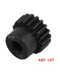 48P 3.175mm black steel pinion gear 18T for RC cars one eighth and one tenth scale, durable metal pinion compatible with HPI Kyosho.