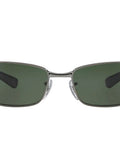 Metal Rectangular Sunglasses With Polarized Green Lenses In Gunmetal Frame 62 mm Durable Vintage Style Eyewear Unisex For Everyday Use