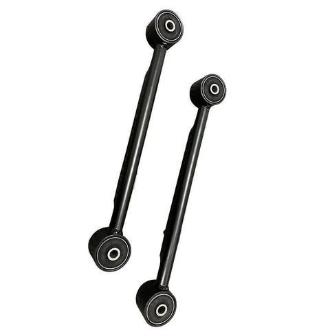 4 Piece Rear Suspension Upper And Lower Trailing Control Arm Kit For Left And Right Fits 2002 2009 Chevy Trailblazer GMC Envoy Buick Rainier Saab 9 7X Without Air Suspension, shown are two black trailing arms