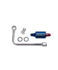 Universal Steel Fuel Line Kit For Carbs With Drop Down Routing, Chrome Finish With Red And Blue Accents components