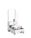 Commercial Electric Fryer Oil Filter System With Fry Powder Included Handles 75 Lb Grease Loads Portable Filtration Cart on wheels.