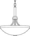 Illustration of Topsail Three Light Inverted Pendant In Polished Chrome, Modern Ceiling Light Fixture For Living Room, Dining Area, Or Kitchen Island