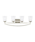 Seagull Four Light Bath Fixture From Hanford Collection in Pewter Finish with Satin Nickel and Black Silver Accents, 400 Total Watts, front view