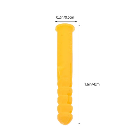 Close-up of a single yellow self-drilling ribbed wall plug from 200 Pack Yellow Self Drilling Ribbed Wall Plugs Set for Drywall and Hollow Walls.