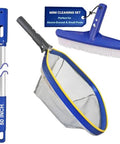 All In One Pro Grade Pool Cleaning Kit With 10 Inch Nylon Brush And 50 Inch Telescopic Aluminum Pole With Ultra Fine Mesh Skimmer
