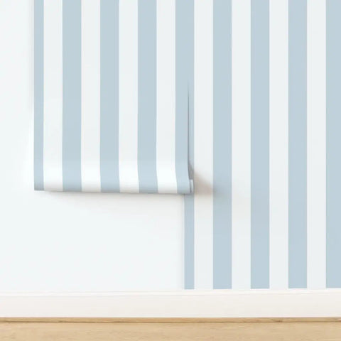 Top Tier Traditional Wallpaper With A Smooth Matte Linen Texture Pvc Free Paste To Paper Design showing blue and white stripes.