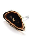 Top Shelf Natural Agate Stone Knobs With Gold Plated Edges For Cabinet Drawers And Furniture Doors, black and brown agate design.