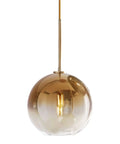 Modern Globe Pendant Light With Gradient Glass Shade, Gold Finish, 1 Light, Adjustable Height Chandelier For Dining Room, Kitchen, And Bedroom