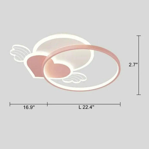 Heart Shaped LED Ceiling Light Pink Modern Flush Mount Acrylic Ceiling Fixture For Bedroom Living Room And Kids Room Soft Ambient Glow Easy Install Energy Efficient Home Lighting Vibe, dimensions 22.4''L x 16.9''W x 2.7''H