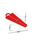 Two Piece Electronic Component Bending Tool Set For Resistors And Capacitors, Precision Lead Preforming Tool Kit, Durable Plastic Lead Forming Gear For Circuit Assembly red plastic resistor lead bending tool with formed leads