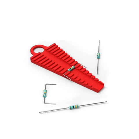 Two Piece Electronic Component Bending Tool Set For Resistors And Capacitors, Precision Lead Preforming Tool Kit, Durable Plastic Lead Forming Gear For Circuit Assembly red plastic resistor lead bending tool with formed leads