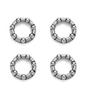 Four carbon steel ball bearing retainer cages for bicycle crank bottom bracket in 5/16 inch size, perfect for mountain or road bikes.