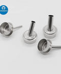 Four stainless steel nozzles from Nine Piece Hot Air Gun Nozzle Set for 861DW Rework Station, showing angled tips.