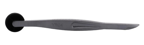 Side view of 11 Inch Vinyl Roller Tool With Knurl Diamond Grip And Ball Bearing Wheel For Flat Spline And Roll In Gaskets