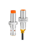 Rock Solid Industrial Automation Replacement Part For Machinery Control Systems, Pro Grade Electronic Component For Industrial Equipment, Reliable Signal Processing In Harsh Environments, Easy Installation And Quick Setup. Metal threaded sensor, orange cap, side view