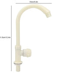 Maqulae ABS Plastic Kitchen Sink Faucet, G1/2in Single Cold Rotating, light cream color, 31.5cm height, 15cm width.