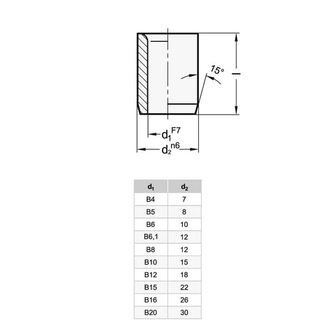 Diagram of Positioning Bushings Drill Bushings DIN 179 B6.1 16 A Hardened Steel Bore 6.1 mm Pack Of 2 For Precision CNC Milling