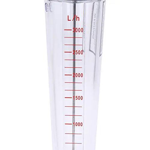 Plastic Rotameter Water Flow Meter With 300 To 3000 Liters Per Hour Range, DN 25 Tube, LZS 25 Model, Float Type, measurement scale view.