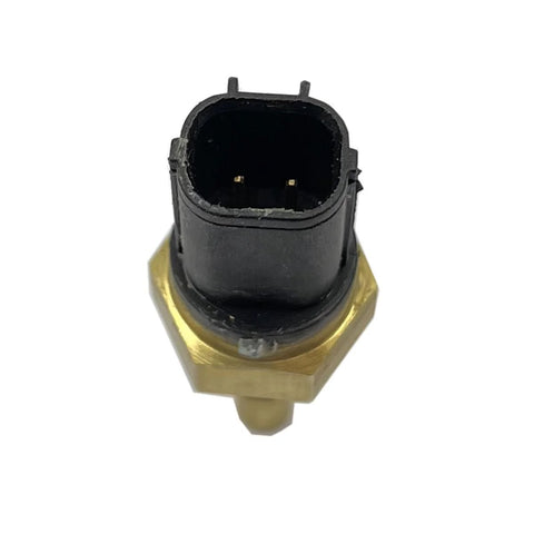 FainWan engine coolant temperature sensor, brass hex body with black 2-pin connector, front view