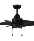 Propel II 24 Inch Indoor Ceiling Fan in Flat Black with 6 Custom Flat Black Blades and Built In 12 Watt Dimmable LED Light