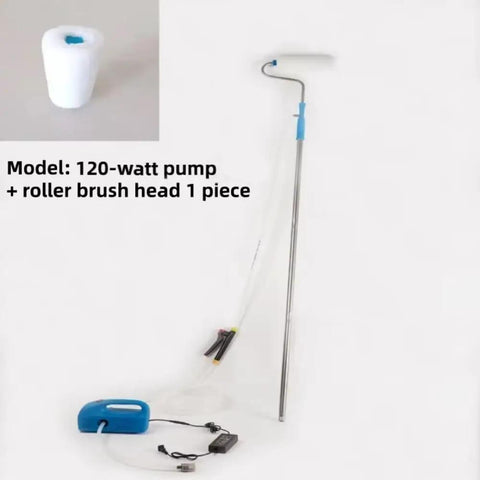 Electric Auto Feed Paint Roller System Automatic Suction Latex Paint Applicator Super Smooth Operation No Sweat Wall Coating Machine components including 120W pump and roller head.