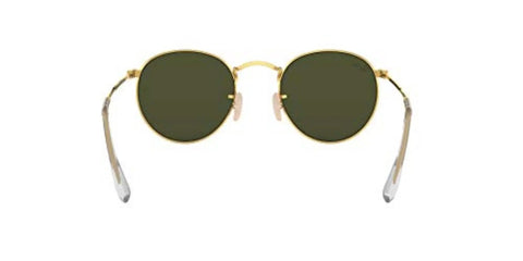 RB3447N Round Metal Sunglasses With Flat Lenses Gold Frame And Green G-15 Lenses Unisex 50mm front view
