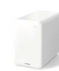 Ultra Powered Laser Fume Extractor Snatches Heavy Smoke And Nasty Odors Straight Away, compact white unit with green indicator light.
