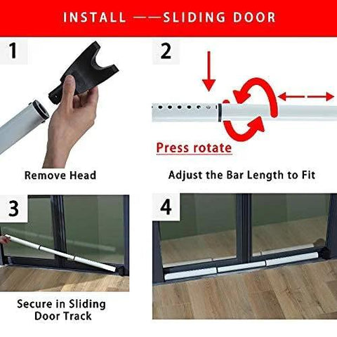 Installation steps for Two In One Door Security Bar And Sliding Patio Door Stopper Jammer For Child Proofing in sliding doors