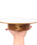 Heavy Duty 360 Degree Motorized Rotating Display Stand Turntable For Mannequin Heads And Wigs shown held in hand, USB connection visible.