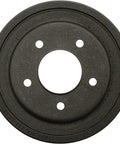 Centric C-Tek rear brake drum for Ford, black cast-iron with central bore and bolt holes.