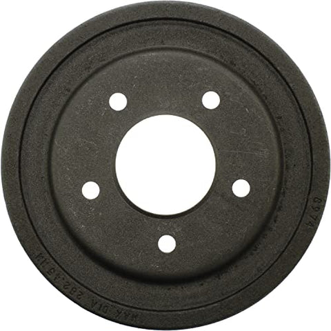 Centric C-Tek rear brake drum for Ford, black cast-iron with central bore and bolt holes.