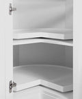 Interior view of 36 Inch White Corner Kitchen Cabinet With Dual Lazy Susan Spin Shelves And Smooth Operator Soft Close Doors.